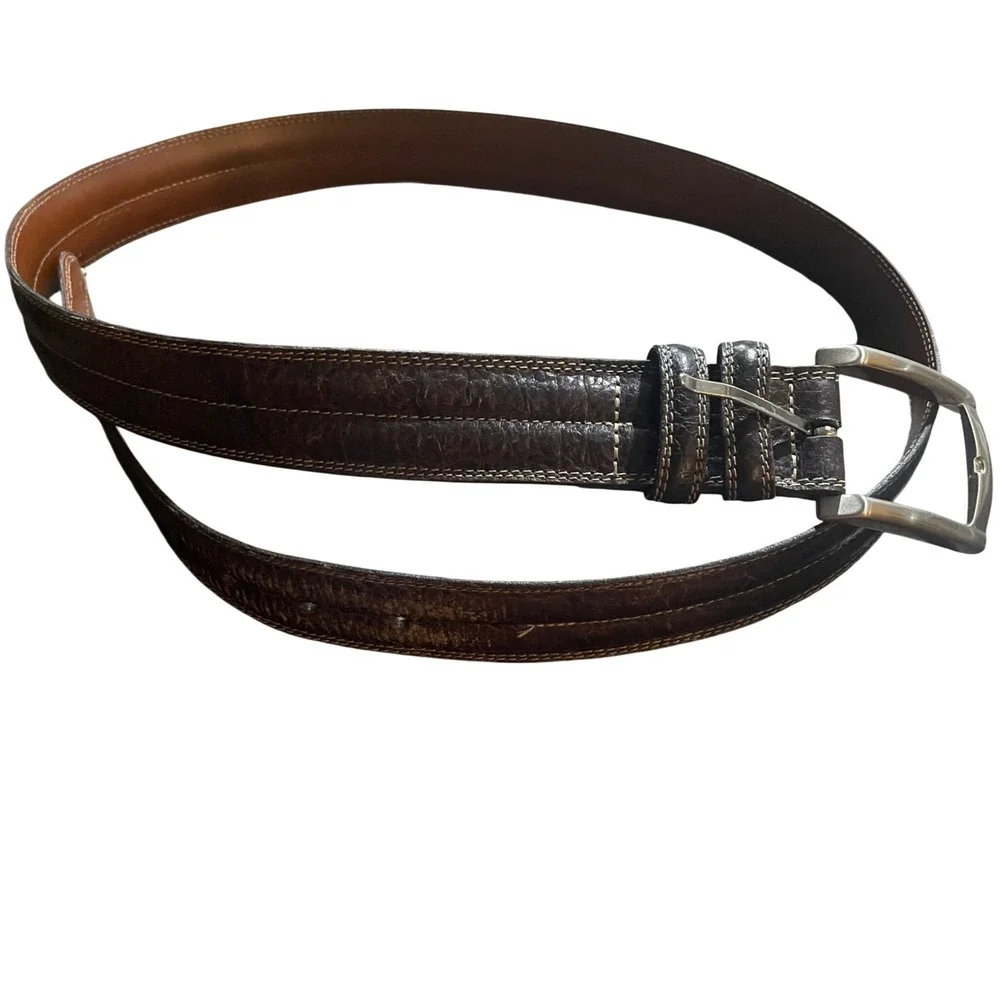 Aniline Kipskin Shoulders Mens Dark Brown Torino Leather Belt Size 40‎